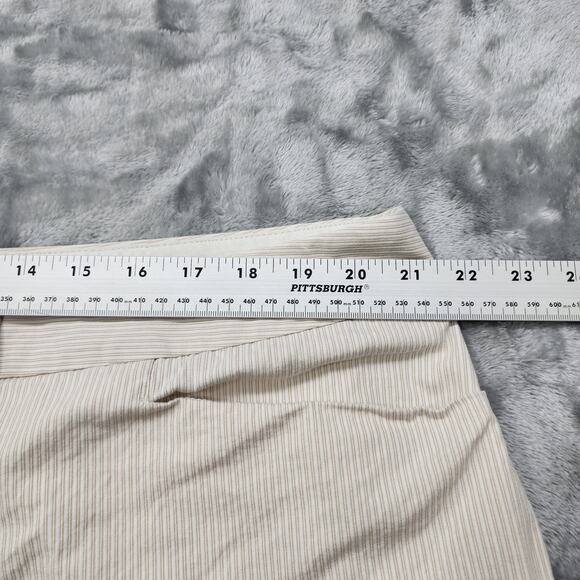 Fashion Bug Pants Womens 24 Beige Brown Striped Crop Capri Stretch Office Casual - Picture 6 of 10